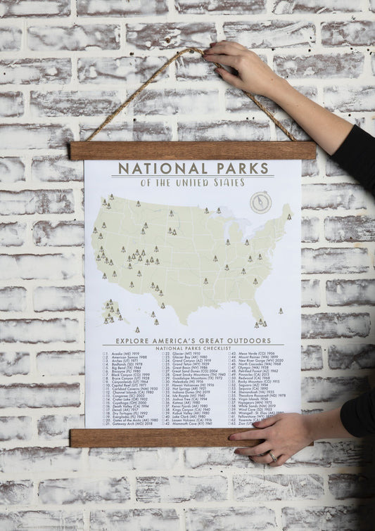 18x24 Framed Canvas National Parks Checklist - Wander Together Outfitters