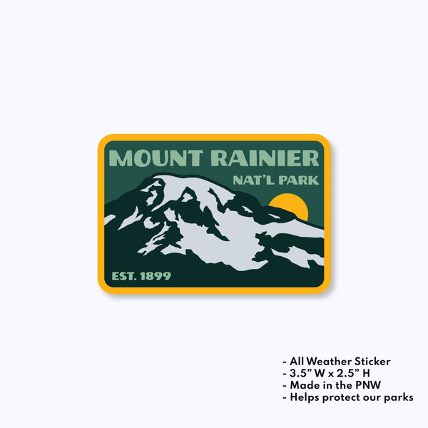 Mount Rainier National Park Est 1899 All Weather Sticker