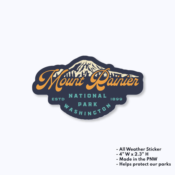 "Mount Rainier National Park" Vintage Vinyl Sticker