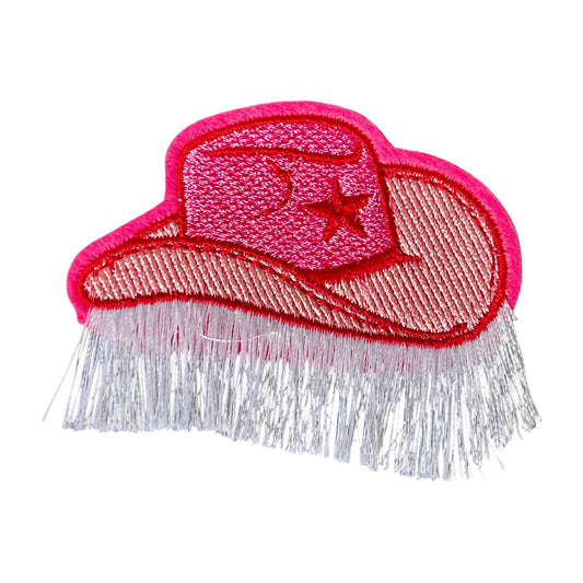 Pink Fringe Cowgirl Hat Adhesive Patch