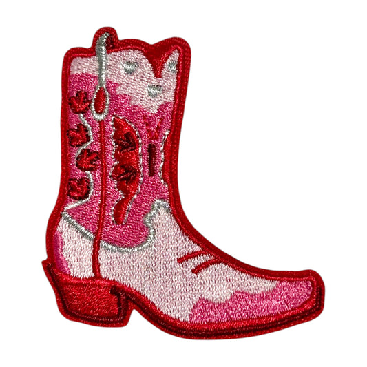 Pink Disco Cowgirl Boot Iron On Patch