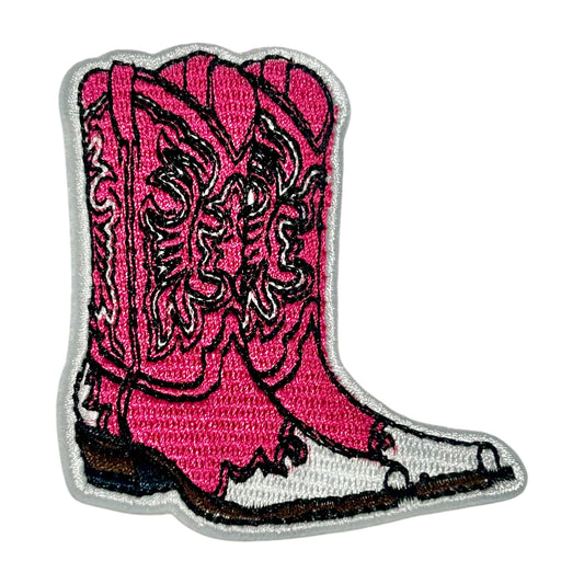 Pink Cowgirl Boots Iron On Patch