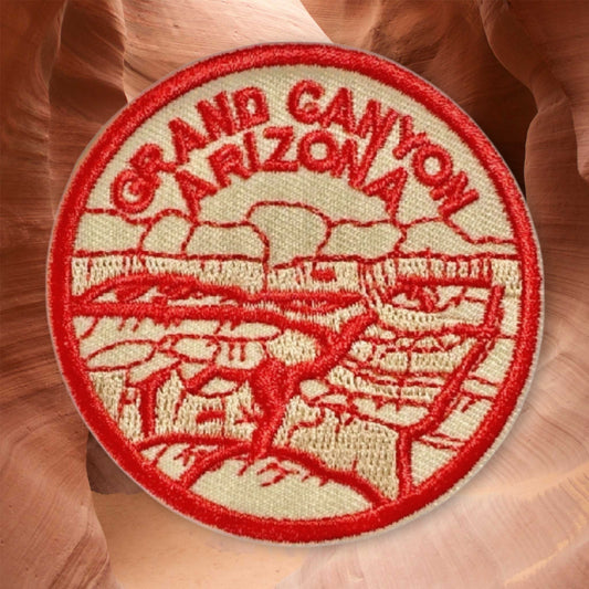 Grand Canyon Arizona Iron On Patch (Round Orange)
