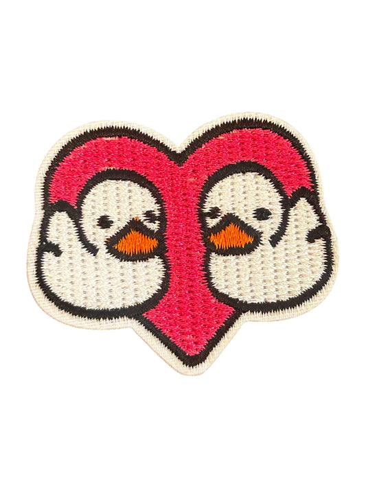 Ducks With A Heart Iron On Patch