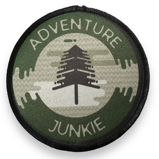 “Adventure Junkie” (Tree) Iron On Patch - Wander Together Outfitters