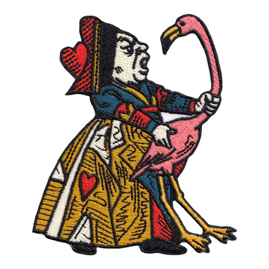Alice In Wonderland - Queen Of Hearts With Flamingo Iron On Patch - Wander Together Outfitters