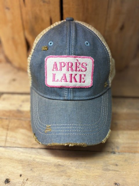 "Apres Lake" Distressed Mesh Snapback Baseball Cap (Various Colors) - Wander Together Outfitters
