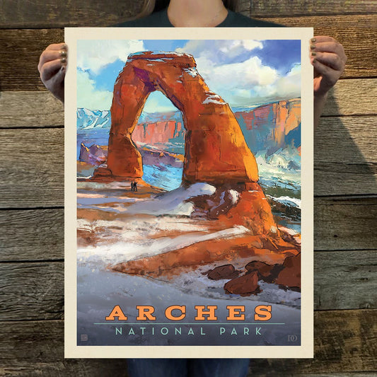 Arches National Park: Snowy Delicate Arch Art Print - Wander Together Outfitters