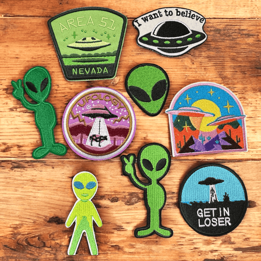 Area 51 and UFO , Alien Travel Themed Iron On Patches - Wander Together Outfitters