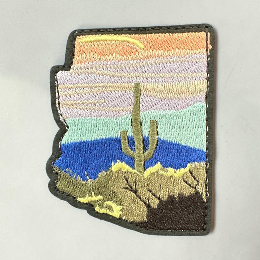Arizona State Shaped Iron On Patch with Saguaro - Wander Together Outfitters