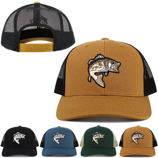 Bass Fish Mesh Trucker Snapback Cap (Various Colors) - Wander Together Outfitters