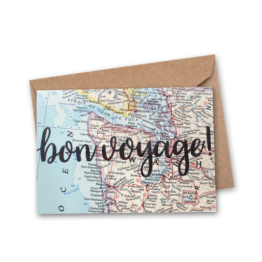 "Bon Voyage!" Vintage Map Greeting Card - Wander Together Outfitters