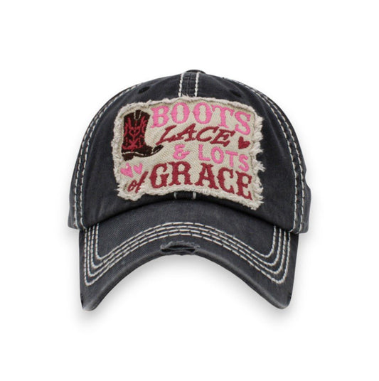 “Boots & Lace & Lots of Grace” Cap (SALE) - Wander Together Outfitters