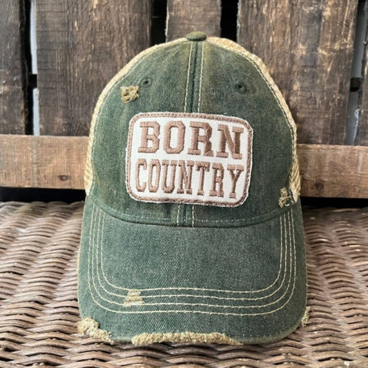 “Born Country” Unisex Distressed Soft Vintage Cap - Wander Together Outfitters
