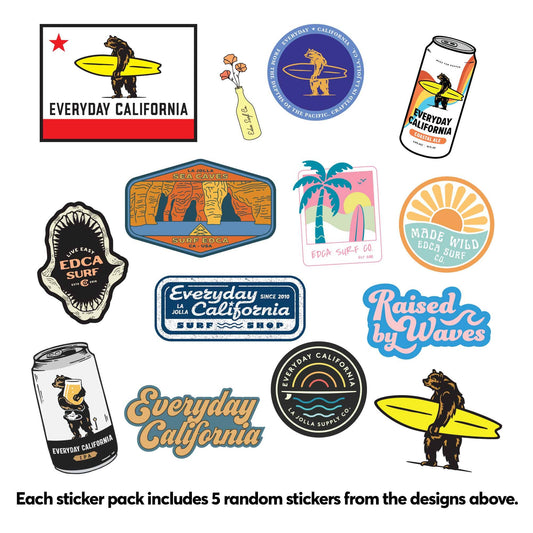 California Bear Flag Surf Stickers Sticker Pack - Wander Together Outfitters