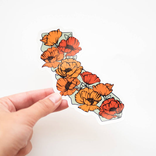 California Full of Poppies Vinyl Sticker - Wander Together Outfitters