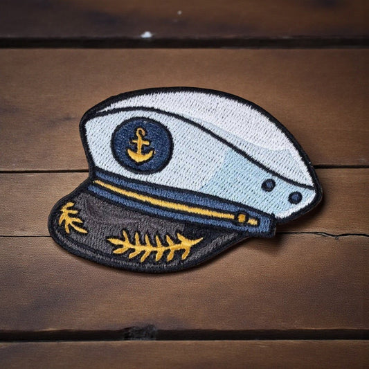 Captain’s Hat Patch Embroidered Iron - On Nautical Boat Yacht - Wander Together Outfitters