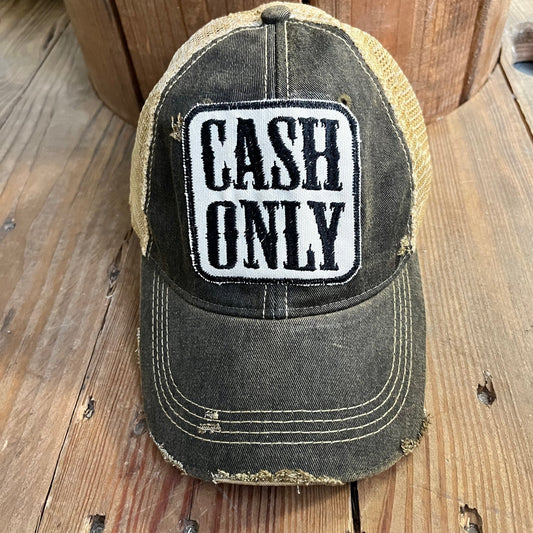 “Cash Only” Unisex Distressed Cap - Wander Together Outfitters