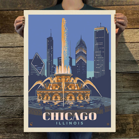 Chicago: Fountain of Light (American Travel) Art Print - Wander Together Outfitters