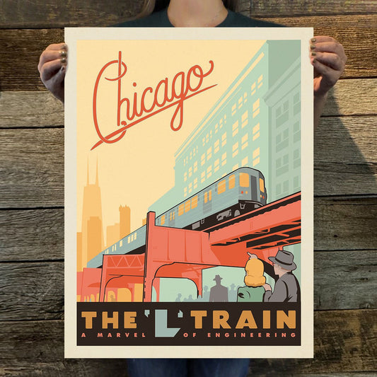 Chicago: L Train (American Travel) Art Print - Wander Together Outfitters