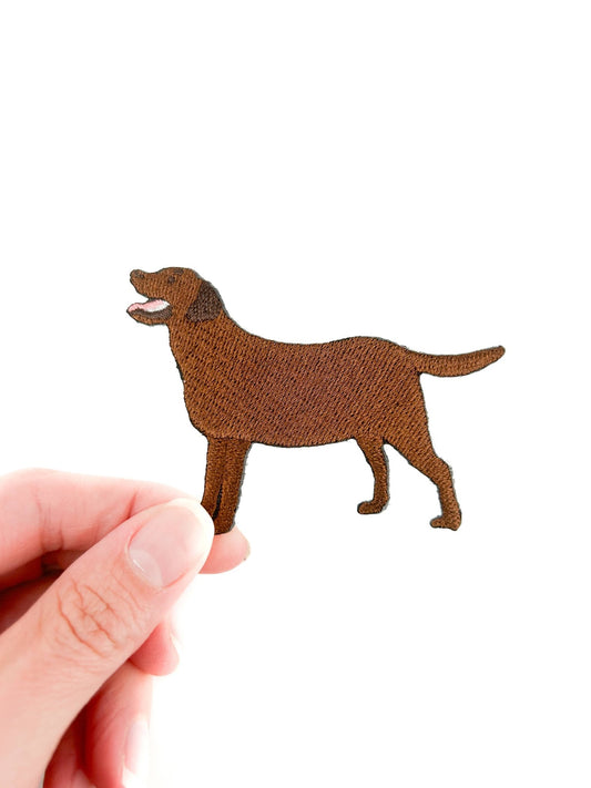 Chocolate Labrador Embroidered Iron On Patch - Wander Together Outfitters