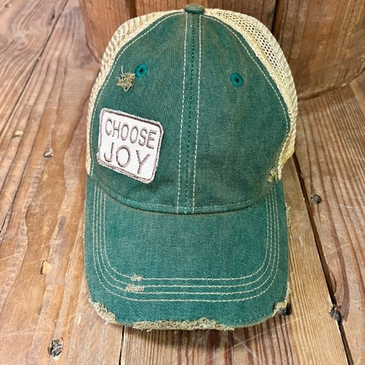 "Choose Joy" Green Hat - Wander Together Outfitters