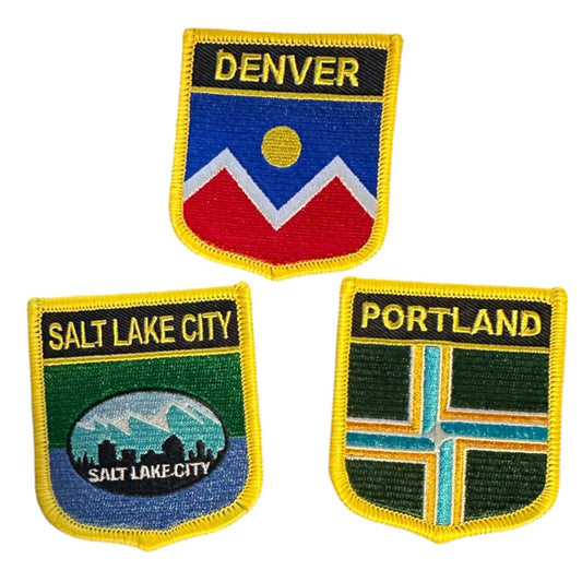 City Iron On Travel Patches - Denver, Portland, Salt Lake - Wander Together Outfitters