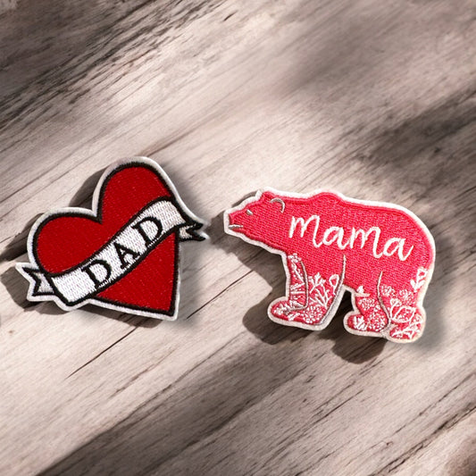 “Dad” Heart Iron On Patch - Wander Together Outfitters