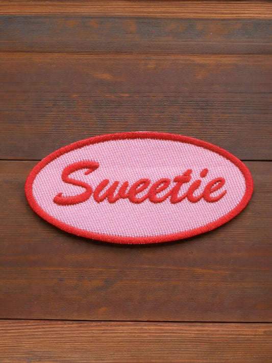 Diner Name Tag - "Sweetie" - Pink Retro Style Iron On Patch - Wander Together Outfitters