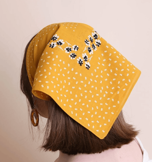 Ditsy Floral Print Bandana (Yellow or Black) (CLEARANCE) - Wander Together Outfitters
