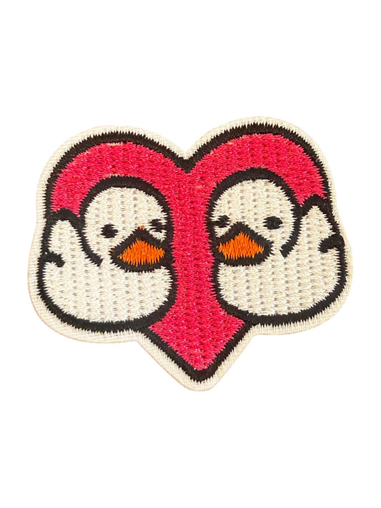 Ducks With A Heart Iron On Patch - Wander Together Outfitters