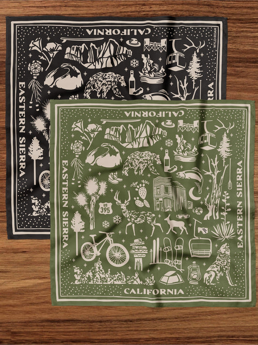 Eastern Sierra Adventure Bandana (Black or Sage) - Wander Together Outfitters