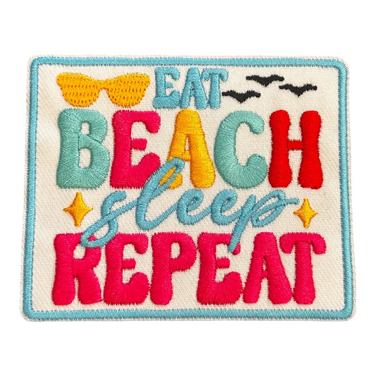 “Eat Sleep Beach Repeat” Iron On Patch - Wander Together Outfitters