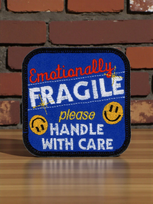 "Emotionally Fragile" Blue Handmade Sew or Iron On Patch - Wander Together Outfitters