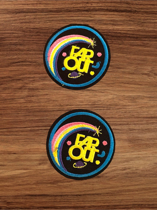 “Far Out” Embroidered Iron On Patch - Wander Together Outfitters