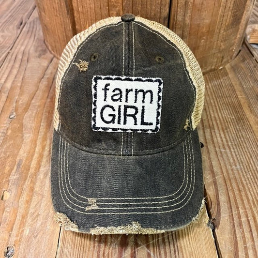 “Farm Girl” on Black Hat - Wander Together Outfitters
