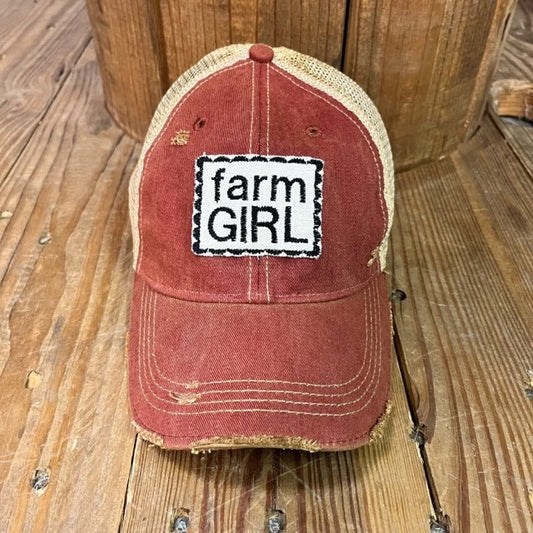 “Farm Girl” on Red Hat - Wander Together Outfitters