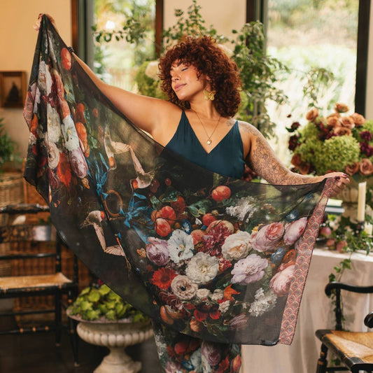 Flight of Fancy Floral Hummingbird Scarf - Wander Together Outfitters