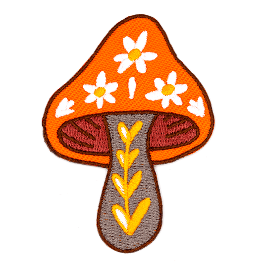 Floral Mushroom Embroidered Iron On Patch - Wander Together Outfitters
