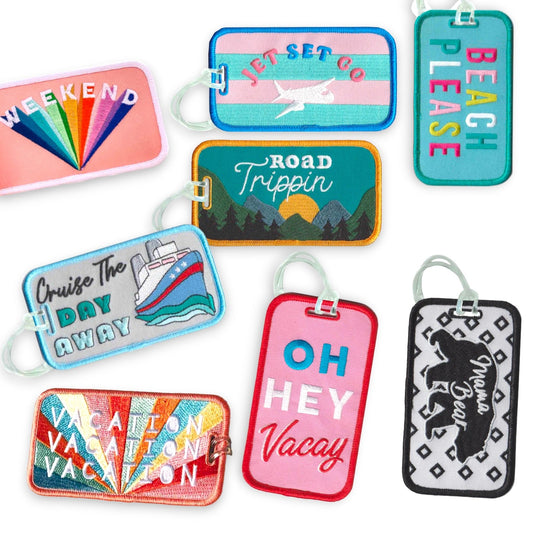Fun Embroidered Patch Luggage Tags (Various) - Wander Together Outfitters