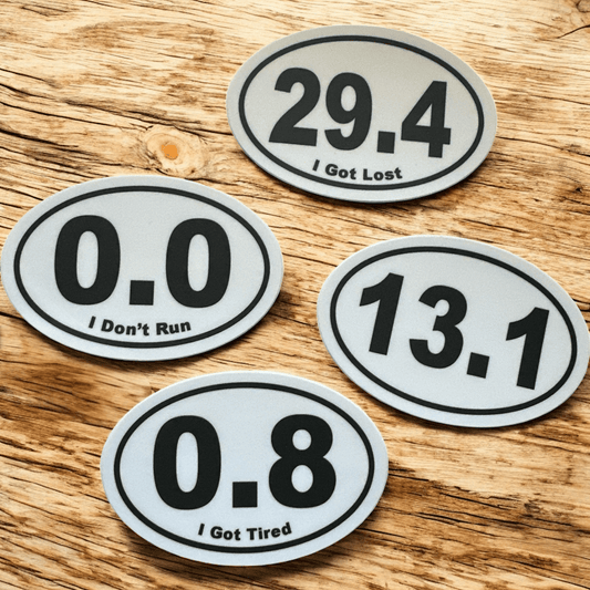 Funny Marathon Themed Oval Vinyl Stickers (Various) - Wander Together Outfitters