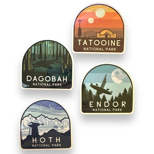 Funny “National Park” Vinyl Stickers - (Star Wars) Endor, Coruscant, Hoth & More - Wander Together Outfitters
