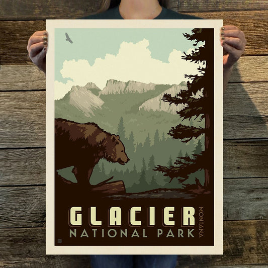 Glacier National Park: Bear Art Print - Wander Together Outfitters