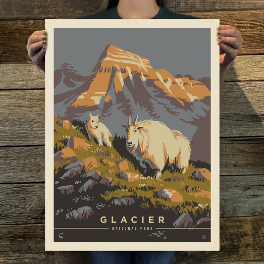 Glacier National Park: Mama Goat (63 National Parks) Art Print - Wander Together Outfitters