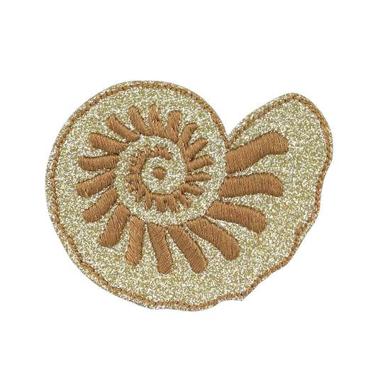 Glitter Seashell Embroidered Iron On Patch - Wander Together Outfitters