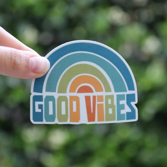 "Good Vibes" Rainbow Vinyl Sticker - Wander Together Outfitters