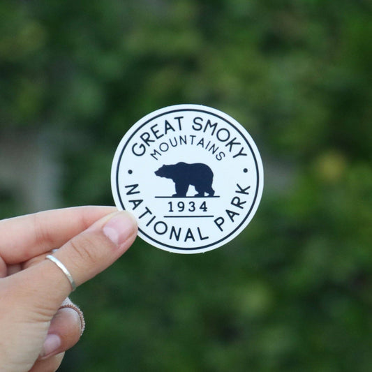 Great Smoky Mountains National Park, Black & White - Vinyl Sticker - Wander Together Outfitters