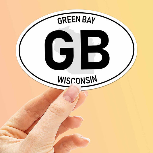 Green Bay Wisconsin "GB" White Oval Sticker - Wander Together Outfitters