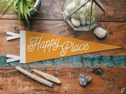 "Happy Place" Felt Mini Pennant - Wander Together Outfitters