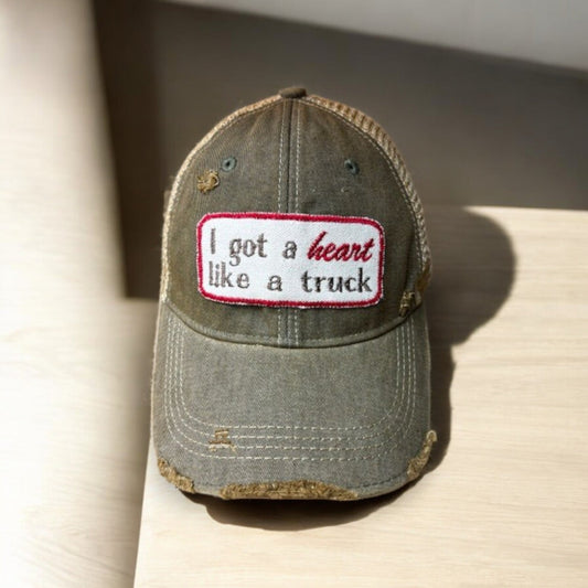 "Heart Like a Truck" Distressed Soft Vintage Cap - Wander Together Outfitters